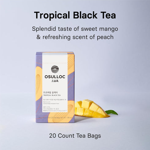 OSULLOC Peach Black Tea (Tropical Mango & Peach Flavor), Fruit tea Blend, Premium Teabags from Jeju Island, 20 count...