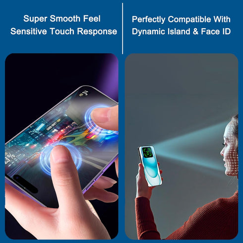 2 Pack Compatible with iPhone 15 Matte Privacy Screen Protector 6.1 Inches, Anti-spy Anti-glare Eye Protection Scratch Resistant Tempered Glass Fi...