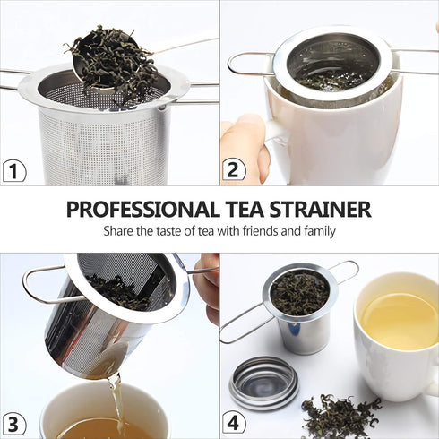 Tea Infuser,Stainless Steel Tea Steeper Fine Mesh Filters, Large Capacity Tea Strainer With Folding Handle And Lid,Hanging On Teapots Mugs Cups To...