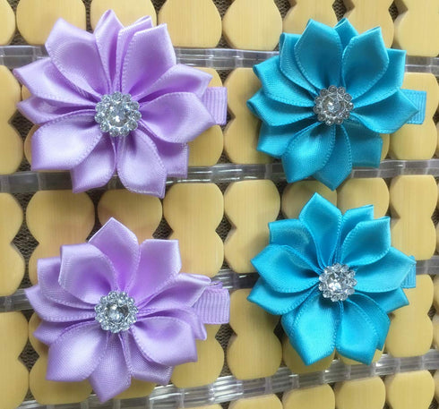 QandSweet 32 Pcs Girls Hair Clips Safety Clip Rhinestone Flower Barrettes for Toddler Girl Teens and Womens...