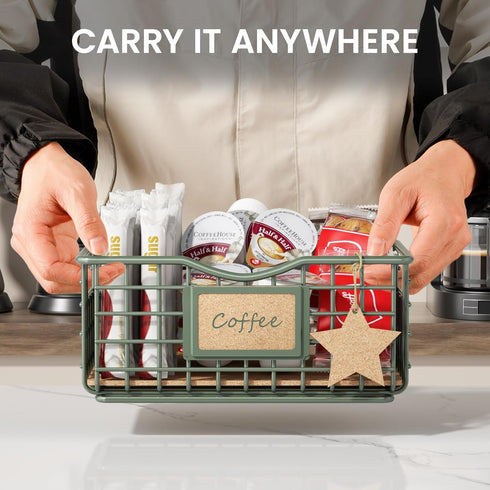 Coffee Pod Holder, Large Capacity Keurig Pod Holder Storage with Cork Liner, Modern K-cup Pods Basket Decor for Kitchen Countertop for K Cup Holde...
