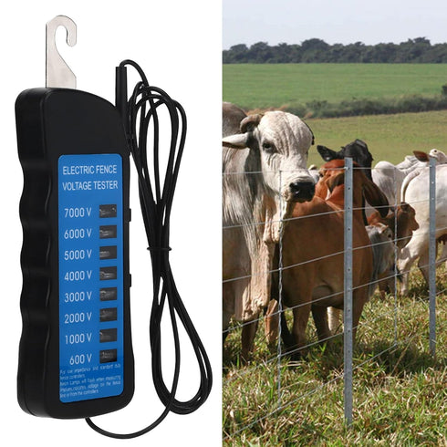Electric Fence Voltage Tester, Digital Electric Fence Tester Fault Finder Portable Gardening Farming Equipment with Neon Indicator Lights, 600V to...