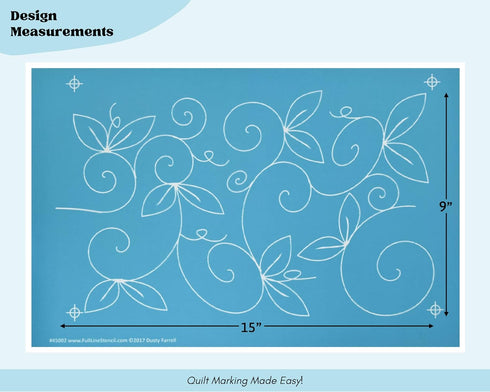 Whimsical Garden - Edge to Edge Stencil, Continuous Line Template for Free Motion Quilting, Domestic Machine Quilting, Hand Quilting, Long-Arm Qui...