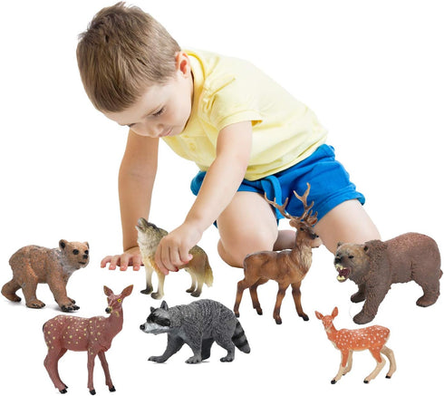 Forest Animals Figurines Toys, 10PCS Realistic Plastic Wild Woodland Animals Figures Playset, Cake Toppers Birthday Gift for Kids Children Toddler...