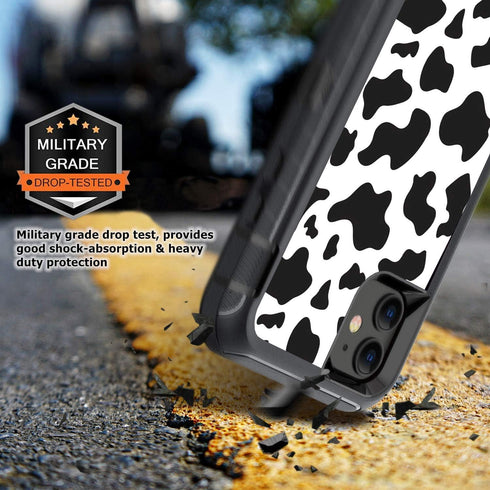 Compatible for iPhone 11 Case with Screen Protector Cute Luxury Cow Print Design for Women Girls, Shockproof 3-Layer Full Body Rugged Heavy Duty P...