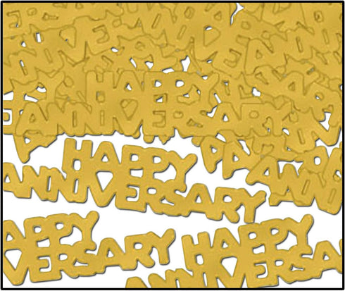 Beistle Happy Anniversary Fanci-Fetti in Gold, Elegant Confetti for Vow Renewal Party, Elegant Metallic Celebration Decorations, .5 oz...
