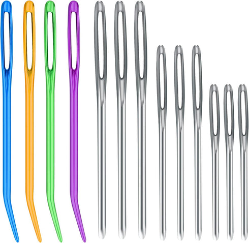 SAVITA 16pcs Large-Eye Blunt Needles, Stainless Steel Yarn Knitting Needles Sewing Needles Wool Needle Hand Knitting Needles Sewing Knitting Needl...