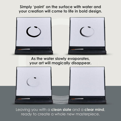 Mini Buddha Board Art Set: Water Drawing Writing Board w/ Mini Water Brush for Mindfulness & Meditation – Zen Based Drawing Board - Painting & Art...