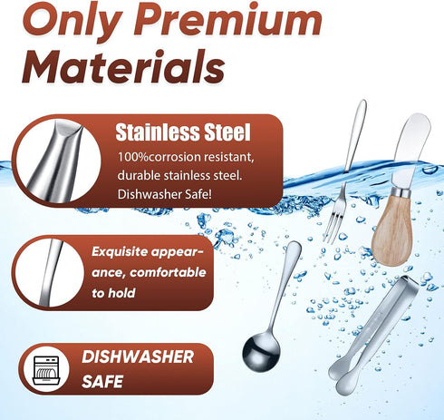 Cheese Butter Spreader Knives Set Charcuterie Accessories Stainless Steel Spreader Knives with Wooden Handles Charcuterie Boards Utensils Mini Ser...