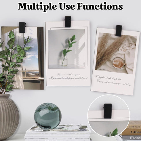 40 Pcs Self Adhesive Clips,Wall Clips for Hanging,Sticky Clips Tapestry Clips Photo Picture Poster Clips Plastic Spring Clips Hanging for Paper Ta...