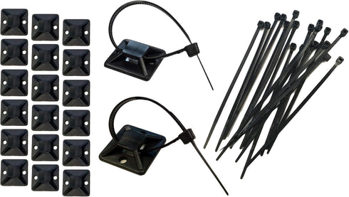 1.5" Adhesive Backed Mounting Bases with 8" Cable Ties - Black...
