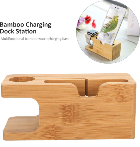 Pssopp Bamboo Charging Station Wooden Charging Station Desktop Docking Station Organizer for Cellphone Smart Watch Tablet Charging Cables...