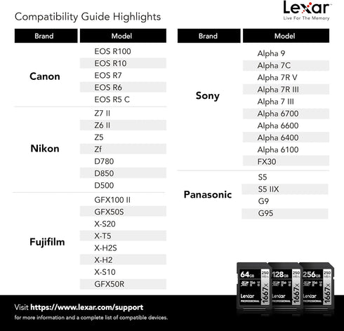 Lexar 64GB Professional 1667x SDXC Memory Card, UHS-II, C10, U3, V60, Full-HD & 4K Video, Up To 250MB/s Read, for Professional Photographer, Video...