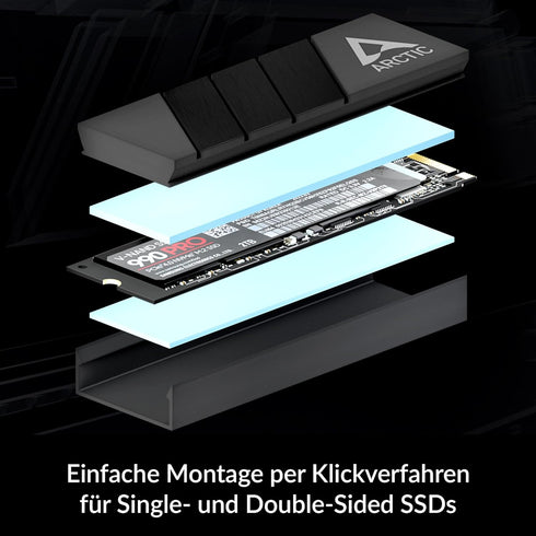 ARCTIC M2 Pro - Heatsink Cooler for M.2 2280 SSD, with ARCTIC TP-3 thermal pads, compatible with PC & gaming consoles, for dual and single-sided S...