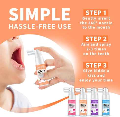 LAB52 Kids Oral Spray, Toddler Toothpaste Helper for Cavity Repair and Fresh Breath, Children Anticavity with Fluoride Free for Newborn to Prescho...