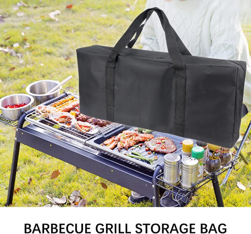 BBQ Tools Carry Bag,Large Capacity Oxford Grill Tool Carry Bag, Waterproof Outdoor BBQ Grill Accessories Bag for Picnic Cooking Camping Trip (Blac...