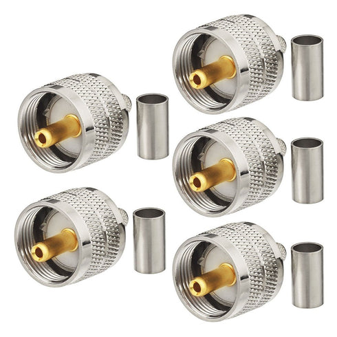 wlaniot PL259 Crimp Connectors UHF Male RF Coax Connector PL-259 Solder Crimp Connectors Compatible with RG58 RG142 RG400 LMR-195 RG303 RG141 Low ...