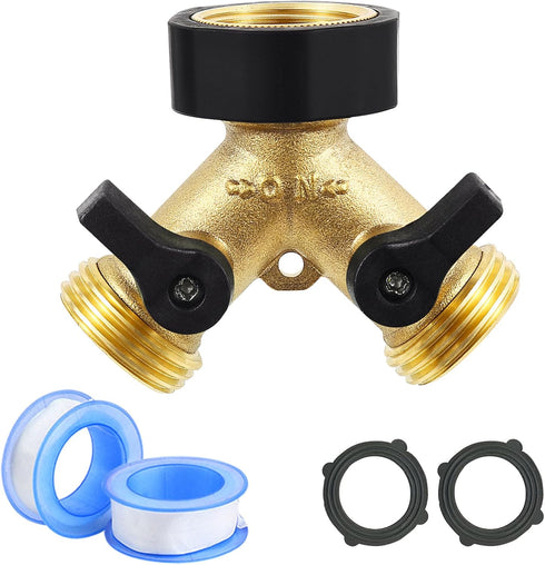 Heavy Duty Garden Faucet Splitter Hose Splitter with Shut-Off Valves Garden Hose Splitter Y Splitter Connect Faucet for Outdoor Garden Irrigation ...