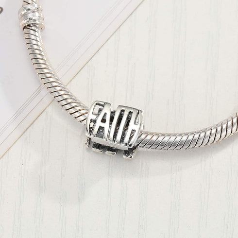 Faith Charms 925 Sterling Silver Beads fits Pandora Charms Bracelets Necklace...