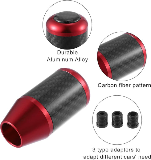 X AUTOHAUX Automatic Universal Manual Gear Stick Shift Knob Transmission Gear Lever Stick Shifter Handle Carbon Fiber Pattern Red...