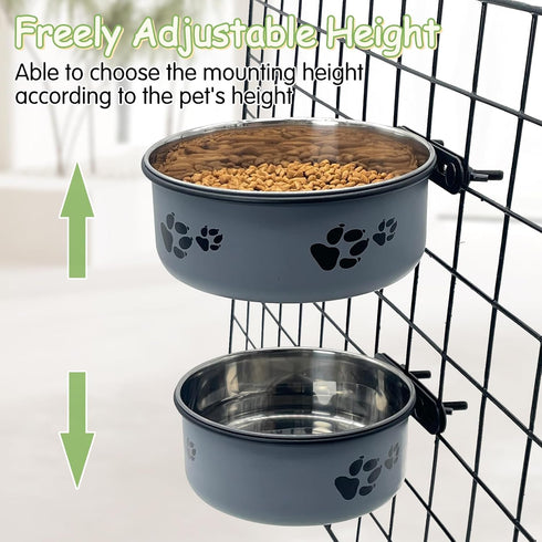 kathson 2 Pcs Dog Kennel Water Bowl, Stainless Steel Crate Water Bowl No Spill, Hanging Metal Pet Food Water Bowl Feeder for Cats Small Medium Dog...