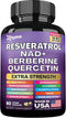 Resveratrol Supplement 12600mg NAD+ 100mg Milk Thistle 900mg Berberine 4000mg Fisetin 500mg Quercetin 800mg NAC 100mg Grape Seed Extract 400mg Gre...