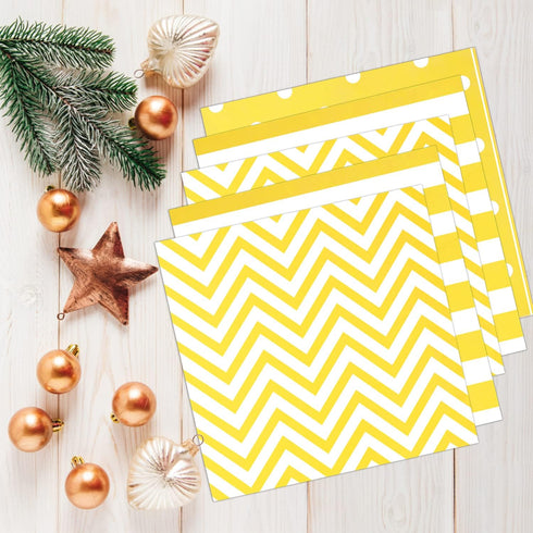 Disposable Striped Chevron Polka Dot Yellow Paper Luncheon Party Napkins 60 Count 13"x13"...