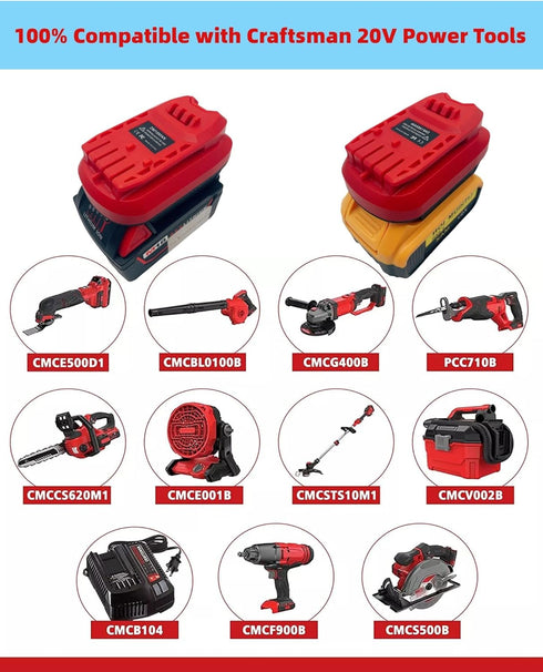 Alian Battery Adapter for Craftsman 20V (NOT C3 19.2 Volt) Cordless Tools,Adaptor for DeWalt 20V for Milwaukee 18V Li-on Battery Convert to for Cr...
