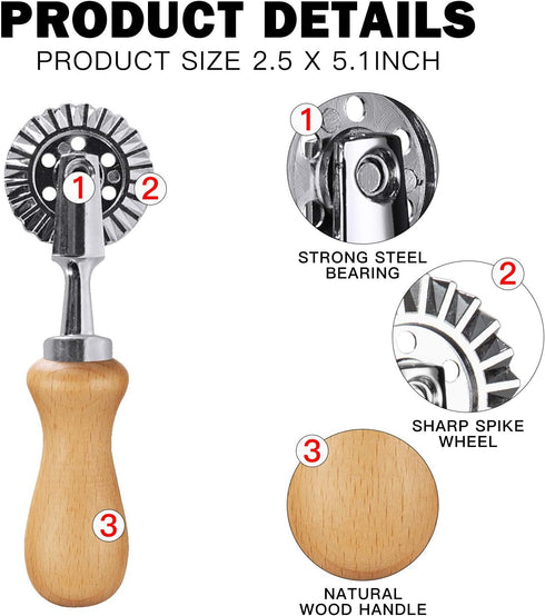 Pasta Maker Cutter Wheel - Pastry Cutter Wheel - Dough Ravioli Pizza Cutter Wheel for Home and Kitchen, 1.3"...