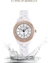 Womens Luxury Wrist Watch Fashion Rhinestone White Ceramic Watch Casual Lady Nice Dress Watches (Rose Gold)...