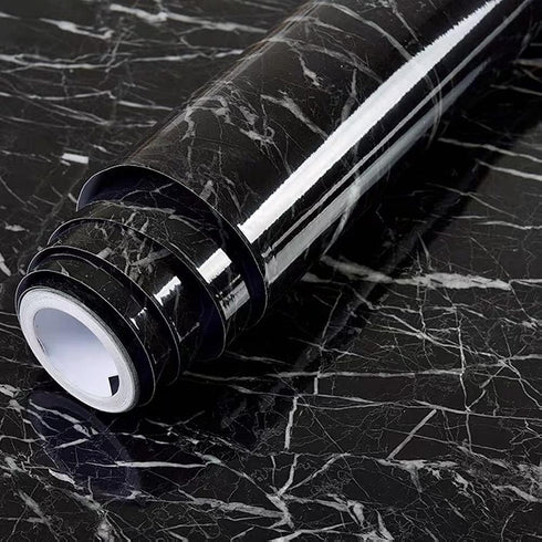 Yancorp Black Wallpaper Black Peel and Stick Wallpaper Marble Counter Top Stick on Wallpaper Backsplash Self Adhesive Wallpaper (Black Stripes, 11...