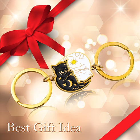 Ouligay 2pcs Couple Matching Cat Keychain Gifts for Boyfriend Girlfriend, Best Friend Graduation Birthday Gifts for Women Friendship, Valentine's ...
