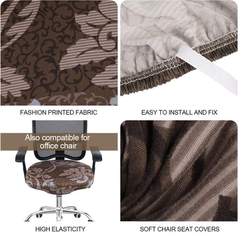 SearchI Seat Covers for Dining Room Chairs Stretch Printed Chair Seat Covers Set of 4, Removable Washable Upholstered Chair Seat Protector Cushion...