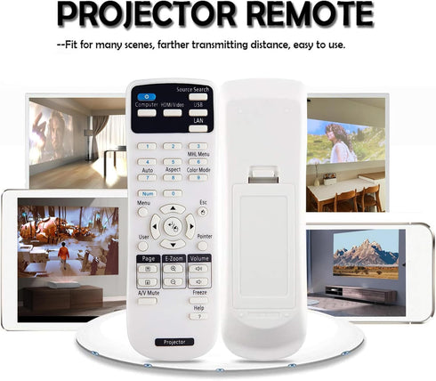 Universal Projector Remote Control for Epson Projector Home Cinema, Powerlite, EB-, EX, VS, H, BrightLink, EMP- Series Projectors...