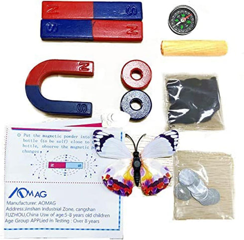 Physics Science Magnets Kit for Education Science Experiment Tools Icluding Bar/Ring/Horseshoe/Compass Magnets...