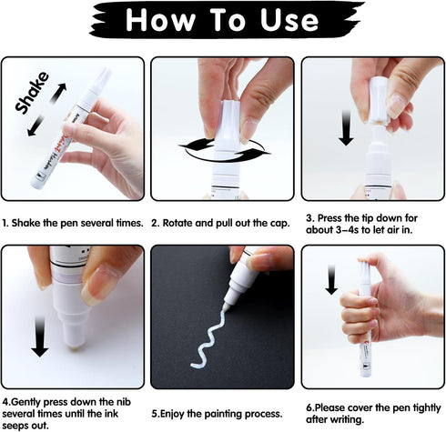 White Paint Pens marking pens Permanent Markers - 2 Pack Oil Based Waterproof Markers for Tire, Rubber,Wood, Rocks, Metal, Canvas,Plastic, Dark Su...