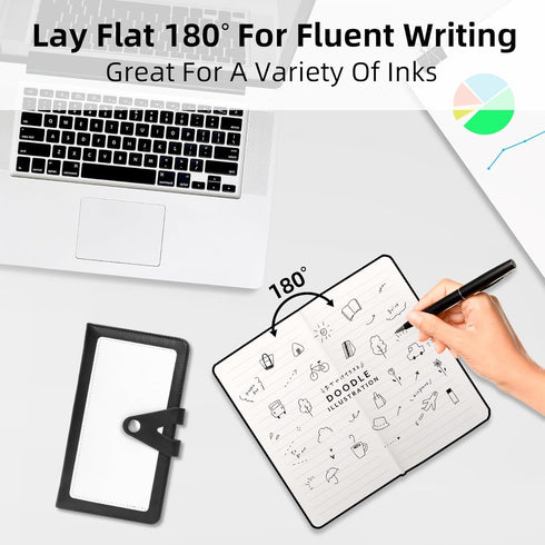 Small Journal Notebook for Writing, Leather Journal for Women and Men with Front Pocket and V-Shape Buckle Closure 200 Pages 100 GSM, Cute Pocket ...