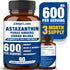 Astaxanthin 15mg + Panax Ginseng, Ginkgo Biloba Supplements, 90 Vegan Capsules, Promotes Eye, Skin, Joint Health Energy, Cardiovascular Support + ...