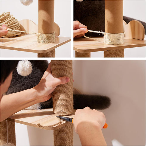 Yangbaga Cat Natural Sisal Rope for Scratching Post Tree Replacement, Hemp Rope for Repairing, Recovering or DIY Scratcher, 6mm Diameter, Come wit...