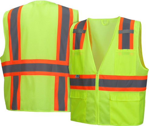 Pyramex Hi-Viz All Mesh Safety Vest with Contrasting Reflective Tape, Lime, XL...