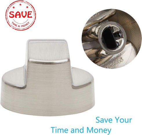 Reyhoar 811195 Wolf Hood Knob Replacement KIP 5D44, Wolf Range Parts, Exhaust Ventilation Hood Knobs 805328 5D44 B002MFNQ34, Fit 56 Models for Sub-Zero Wolf, Silver (1) (2 Pack)