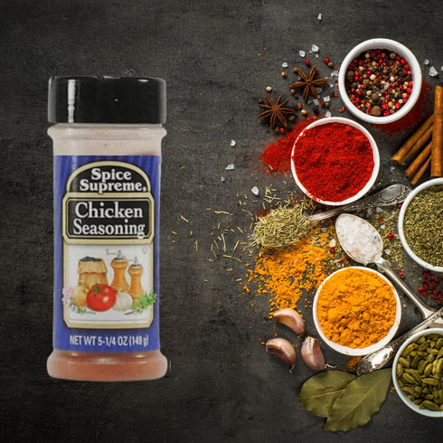 Pack of 2 Spice Supreme Chicken Seasoning 5.25oz | Includes Blank June Street Market Recipe Card (style may vary)...