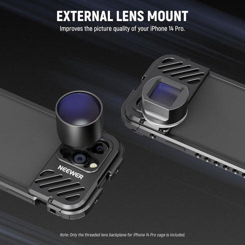 NEEWER Lens Backplane Compatible with iPhone 14 Pro Phone Cage NEEWER PA006, Aluminum External Lens Mount with 17mm Threaded M Lens Mount Unaffect...