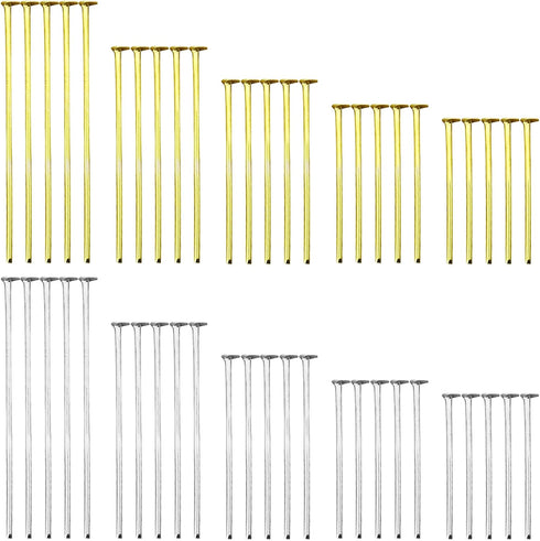 1000pcs Assorted Head Pins Set for Jewelry Making,Flat Head Pins Beading Pins Jewelry Head Pins Kit Head Pins Eye Pins Supplies for Earring Beadin...