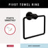 DELTA FAUCET NIC46-MB Nicoli Wall Mount Square Closed Towel Ring Bath Hardware Accessory in Matte Black...