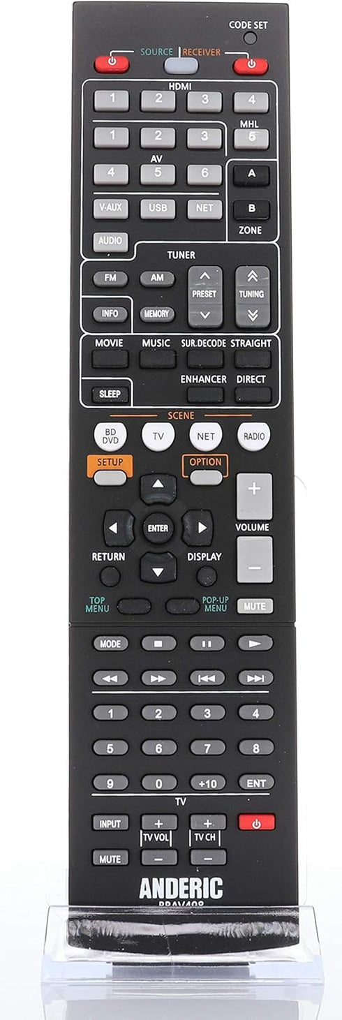 Anderic RRAV498 Replacement Remote for Yamaha Audio Receivers - RAV293, RAV331, RAV334, RAV336, RAV432, RAV434, RAV435, RAV436, RAV463, RAV491, RA...