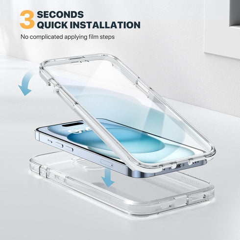 Diaclara Designed for iPhone 15 Plus Case 6.7'', Full Body Rugged Case w/Built-in Touch Sensitive Anti-Scratch Screen Protector+9H Glass Camera Le...