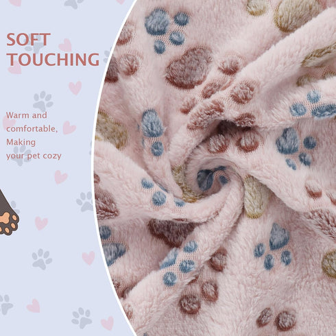 BVAGSS 6 Pack Small Dog Blanket, Super Soft Warm Pet Cover Blankets, Paw Print Puppy Fleece Flannel Blanket for Small Medium Dogs and Cats MW003...
