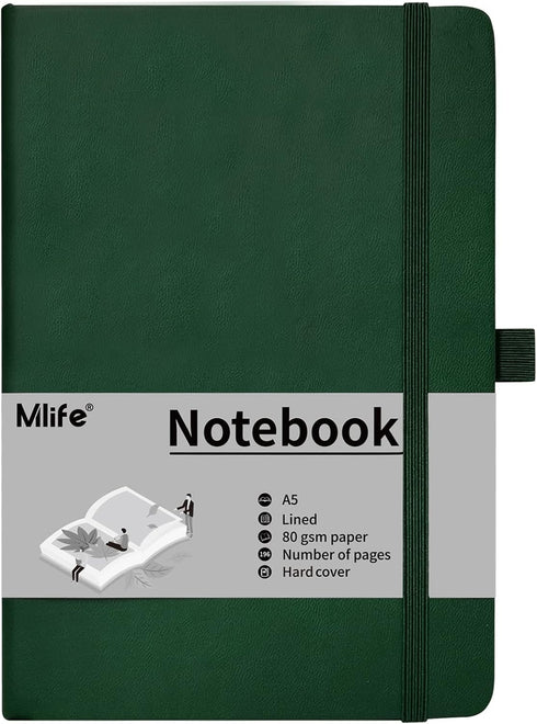 Mlife A5 Lined Journal Notebook, College Ruled Notebook, 196 Pages, 5.75 * 8.38 inches, Hardcover Notebook for Work, Journals for Writing(1Pack Gr...