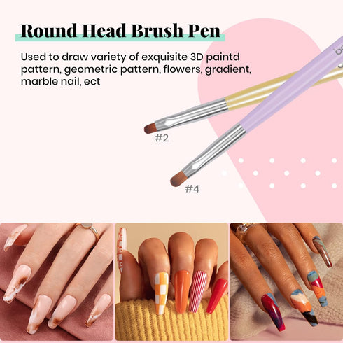 Beetles Gel Nail Brush, 7Pcs Nail Art Brushes, Nail Art Tips Nail Brushes for Nail Art Nail Painting Brush Pen Set for Home and Salon Use Decorati...